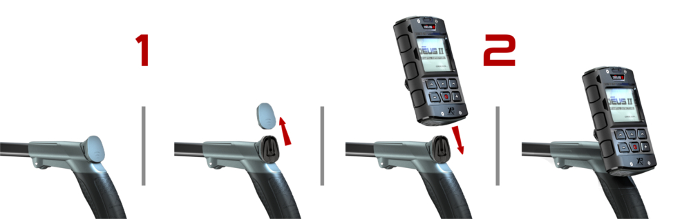 Remote clipped onto stem steps