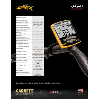 Garrett ACE APEX with 8.5" x 11" Viper Coil