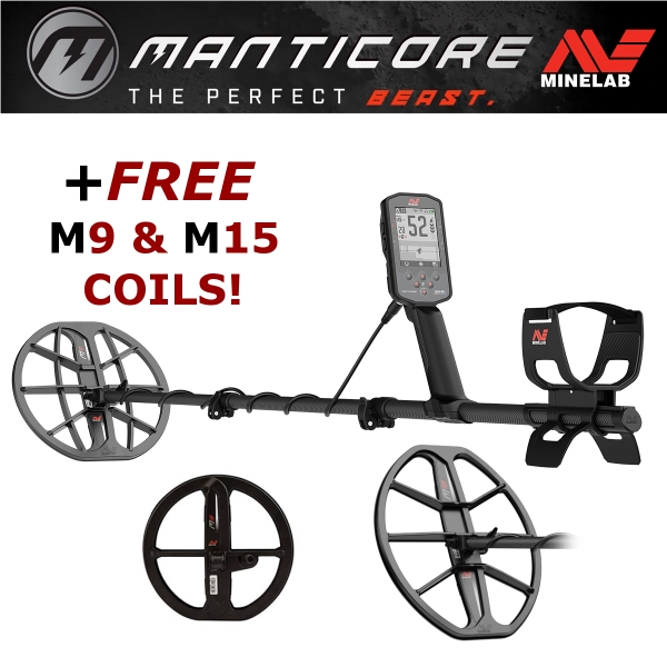 Minelab Manticore Metal Detector with free M9 and M15 coils