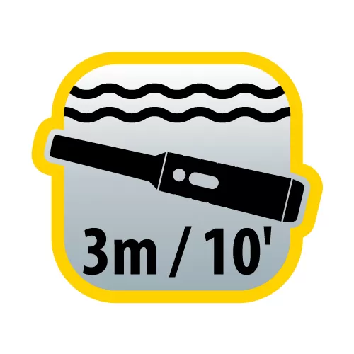 Waterproof to 3 m (10-ft)